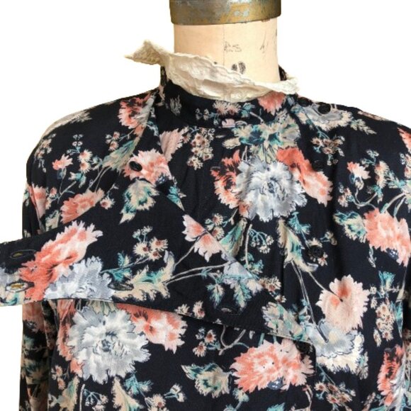Vintage French Rene Derhy dark florals and lace tunic top shirt - Picture 15 of 16